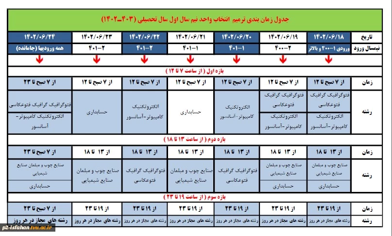 اطلاعیه ترمیم انتخاب واحد 2